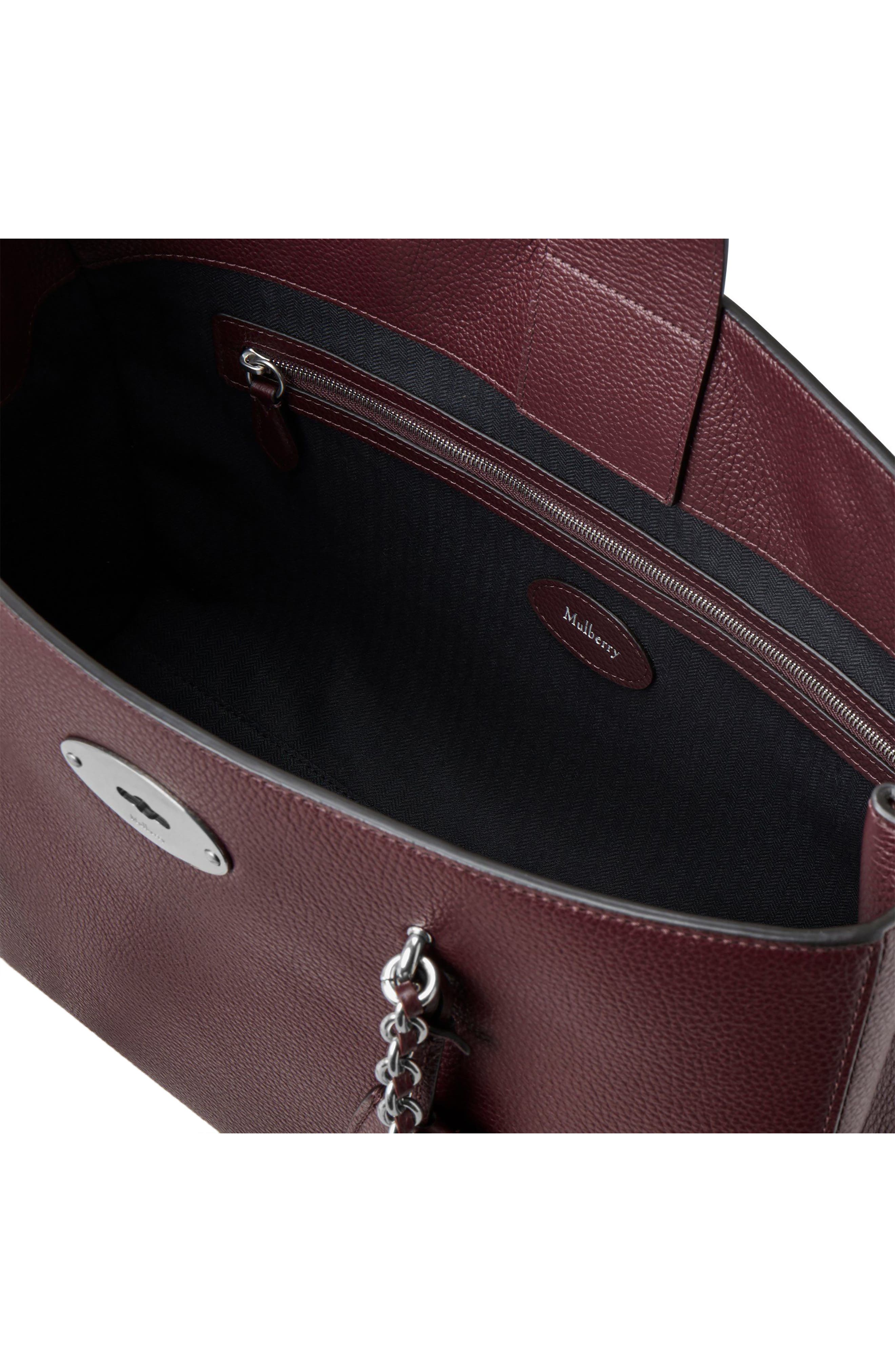 Mulberry Lily Chain Leather Tote, Alternate, color, Black Cherry