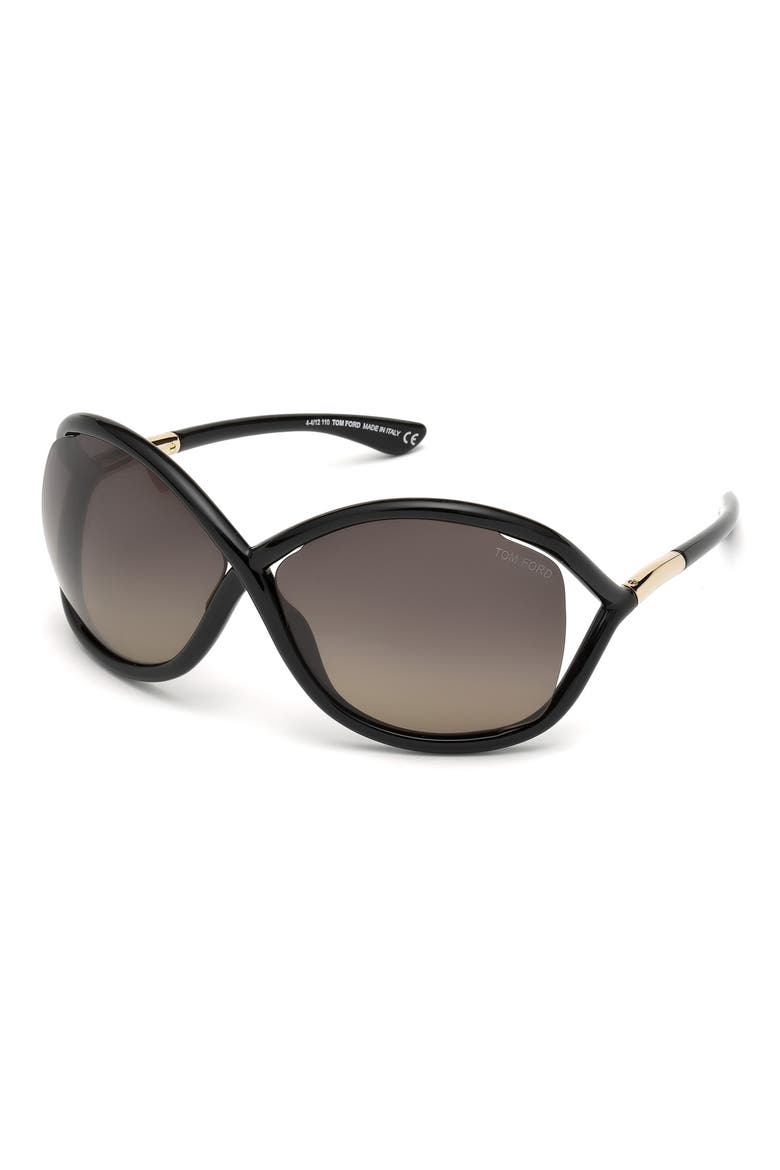 Whitney 64mm Oversize Polarized Sunglasses, Alternate, color, SHINY BLACK