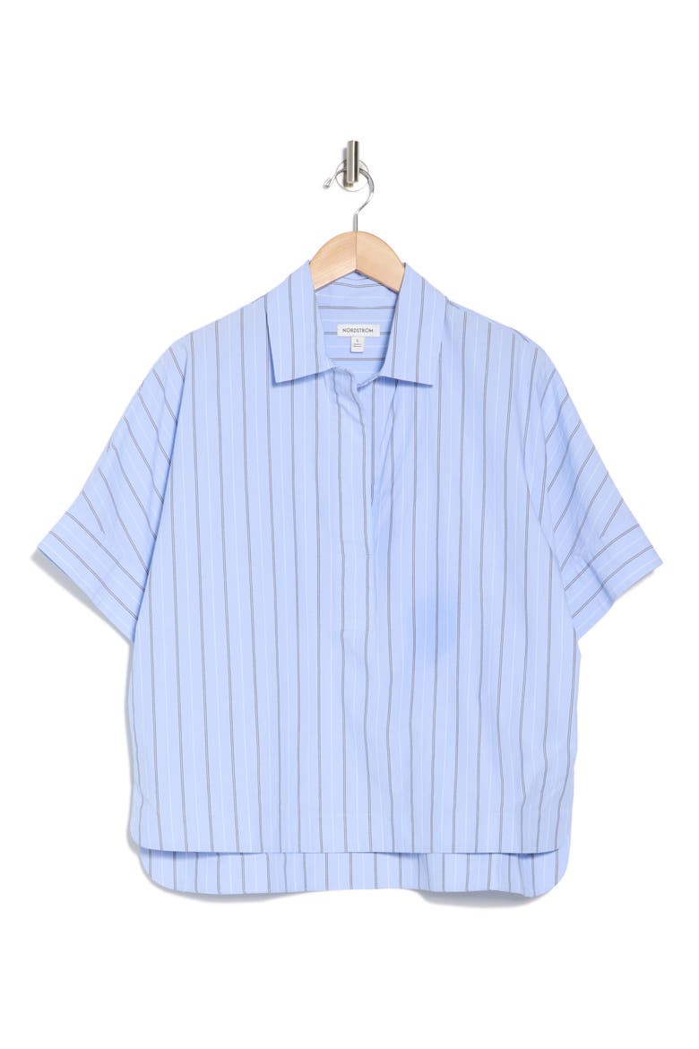 Oversize Poplin Popover Shirt, Alternate, color, BLUE THREAD BANDED STRIPE