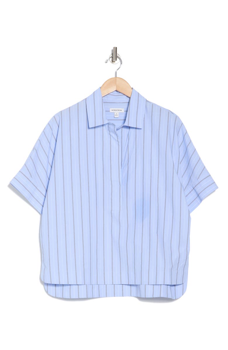 Nordstrom Oversize Poplin Popover Shirt, Alternate, color, Blue Thread Banded Stripe