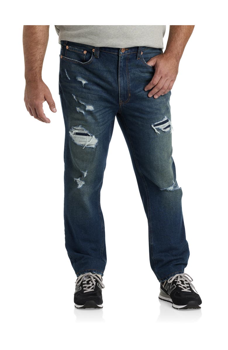 True Nation by DXL Rip and Repair Tapered-Fit Jeans, Main, color, Dark And Dirty