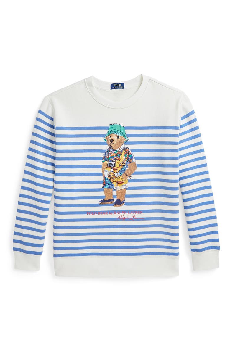 Polo Ralph Lauren Kids' Stripe Polo Bear Graphic Sweatshirt, Main, color, 