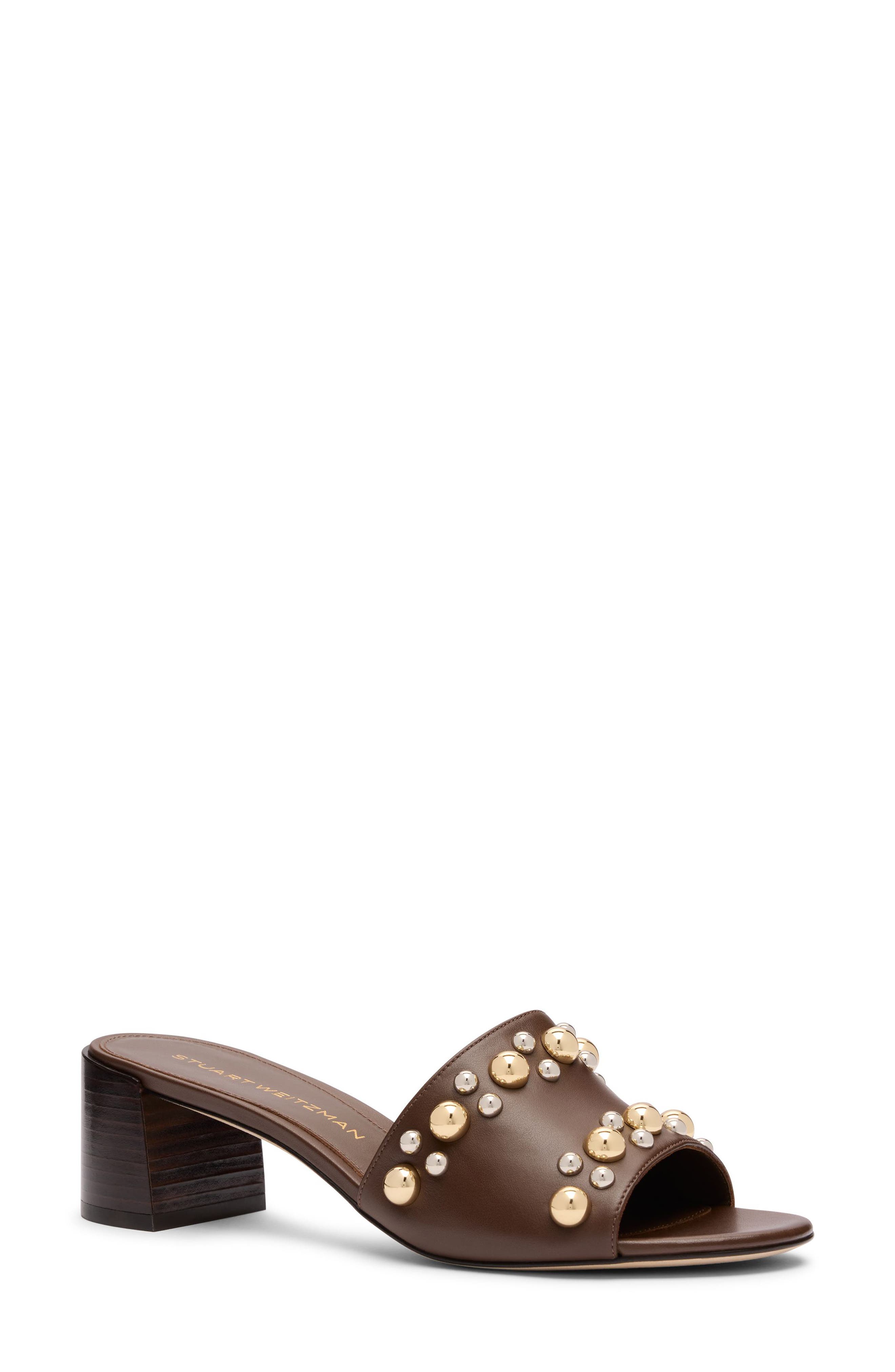 Perry Leather Slide Sandal, Main, color, CIGAR