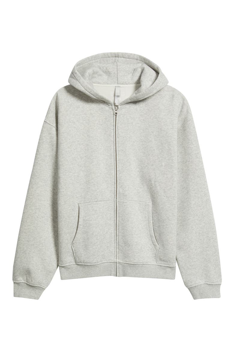 Relaxed Zip-Up Lounge Hoodie, Alternate, color, LIGHT HEATHER GREY