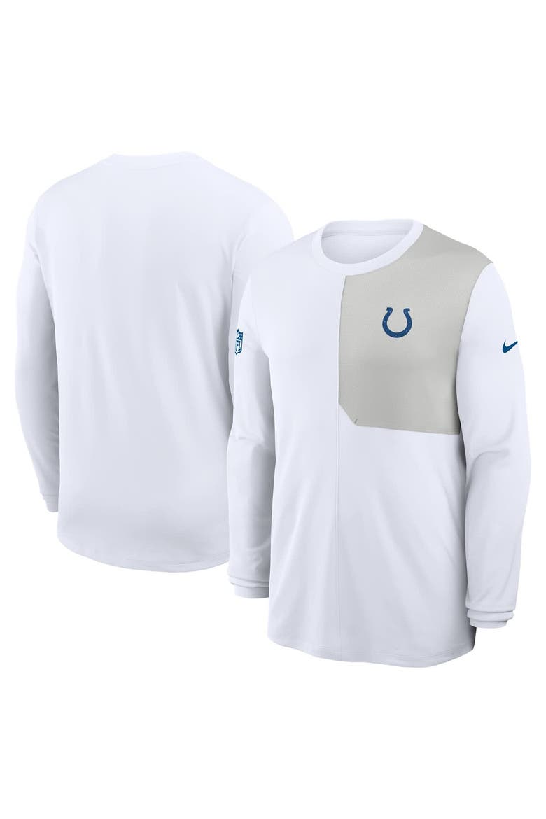 Men's Nike White Indianapolis Colts Sideline Coach UV Performance Long Sleeve T-Shirt, Main, color, White