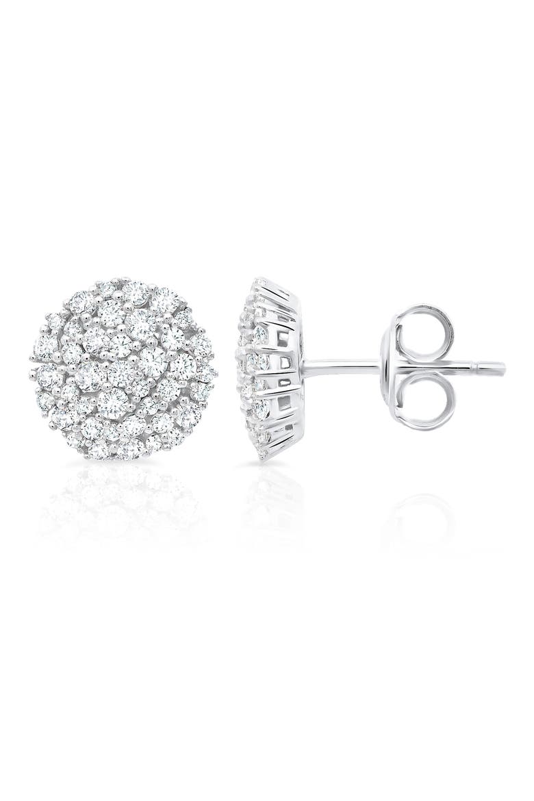 Pavé Stud Earrings, Main, color, PLATINUM