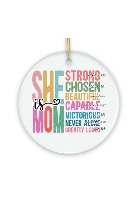 She Is Mom Scripture Verse Ceramic Ornament