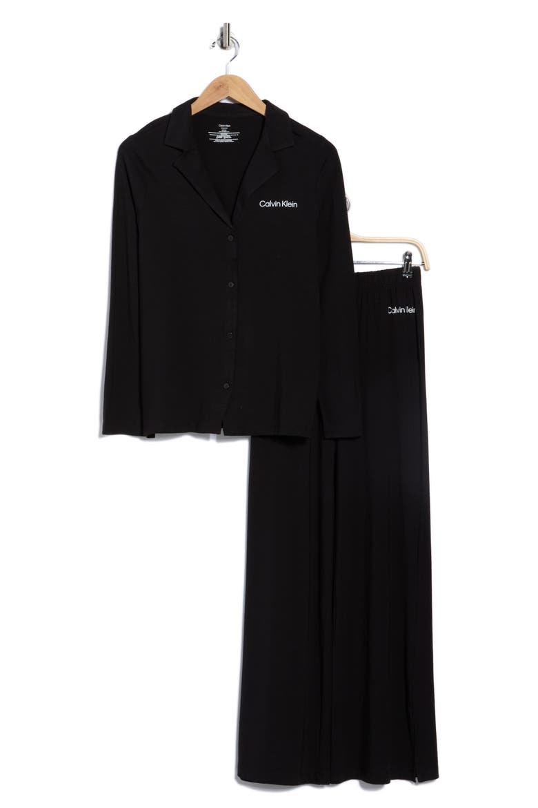 Logo Long Pajamas, Alternate, color, BLACK