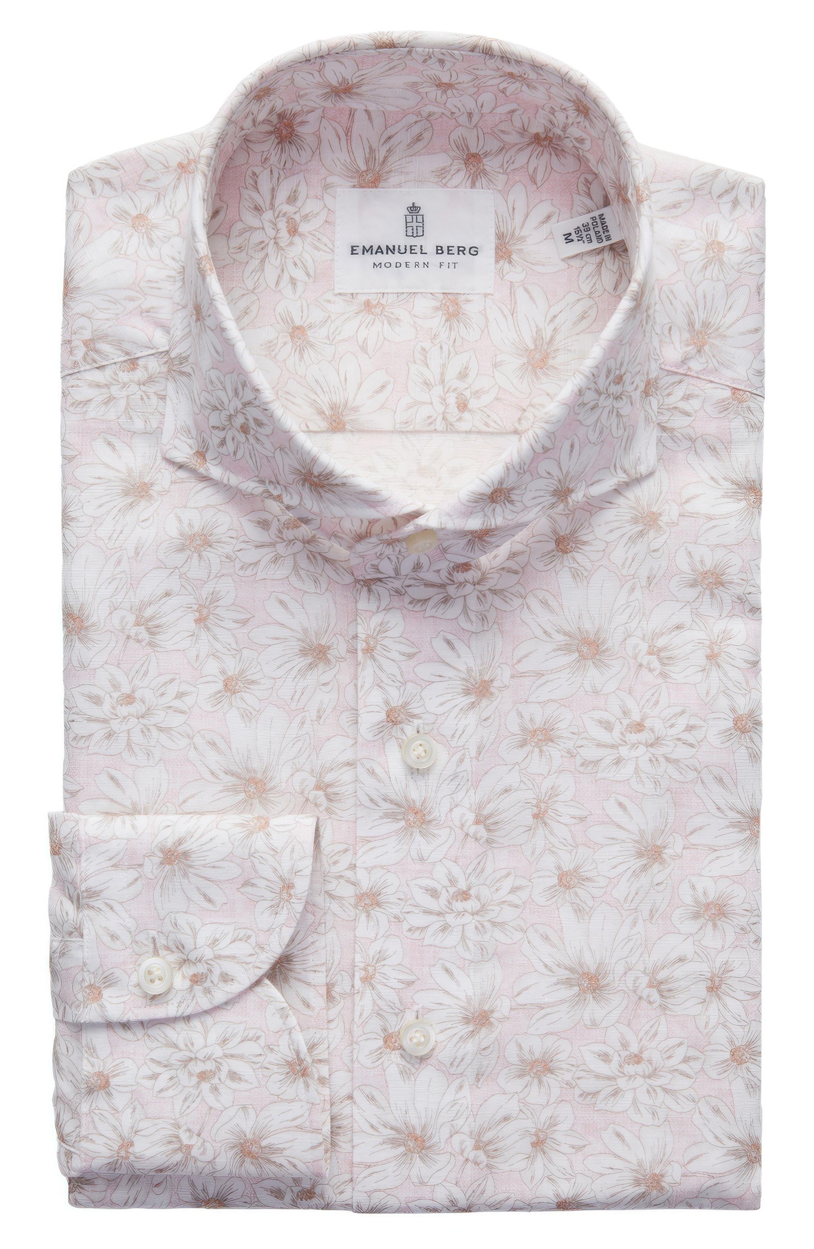 Modern Fit Floral Cotton & Linen Blend Button-Up Shirt