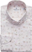 Emanuel Berg Modern Fit Floral Cotton & Linen Blend Button-Up Shirt