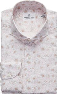 Emanuel Berg Modern Fit Floral Cotton & Linen Blend Button-Up Shirt