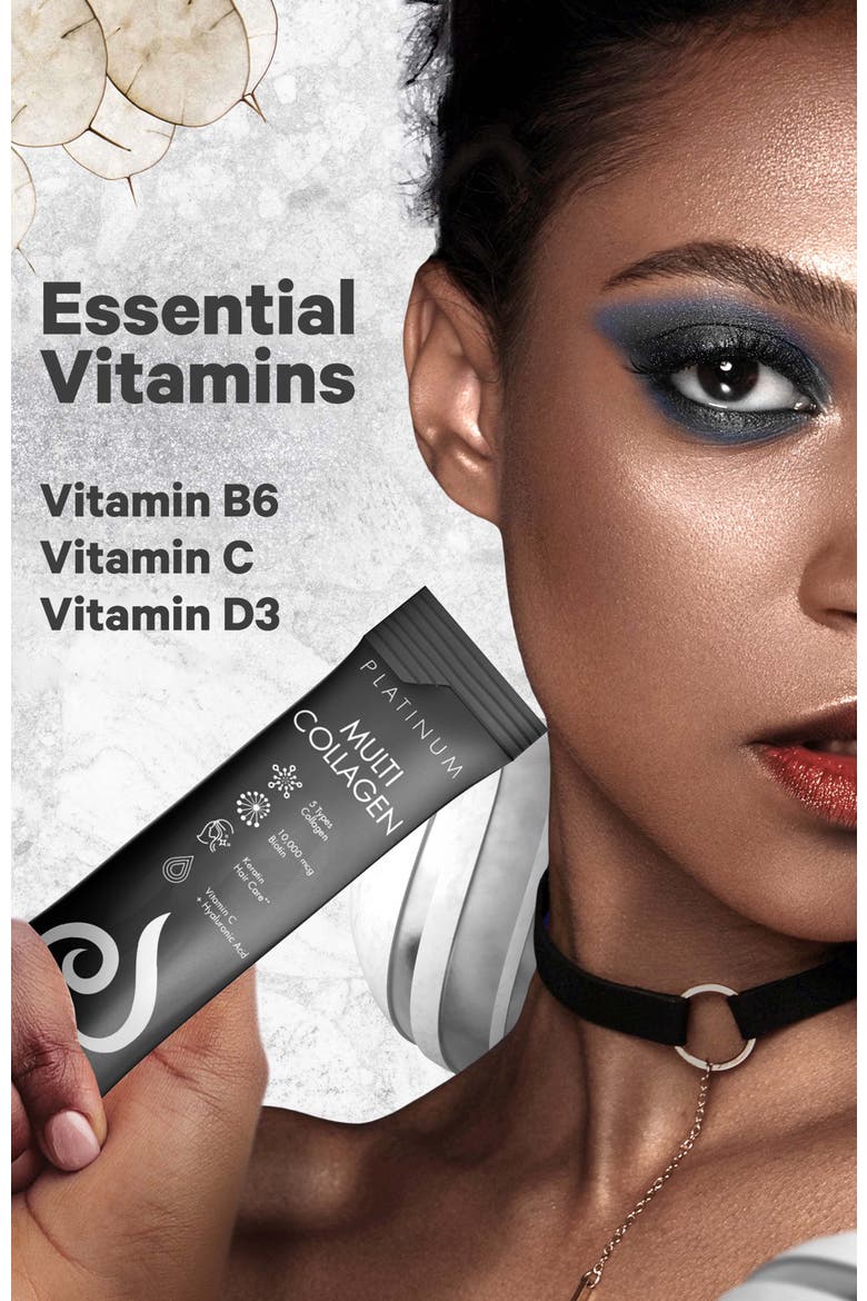 Multi Collagen & Biotin + Vitamin C Powder Stick Packs, Alternate, color, White