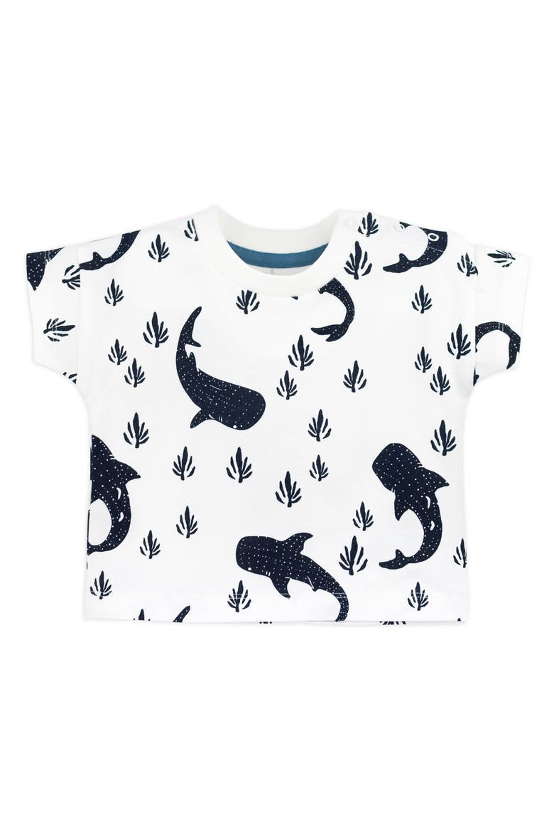 Whaleshark Romper, Graphic Tee, Shorts & Bandana Bibs Gift Set, Alternate, color, NAVY