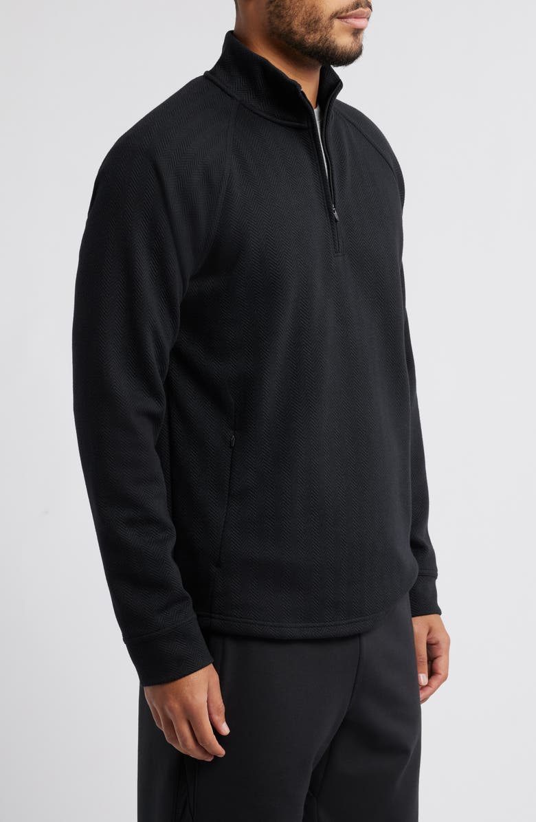 Zella Edge Chevron Jacquard Quarter Zip Pullover, Alternate, color, 