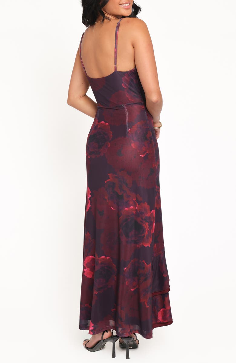 Petal & Pup Carella Floral Ruffle Hem Maxi Dress, Alternate, color, Red Floral