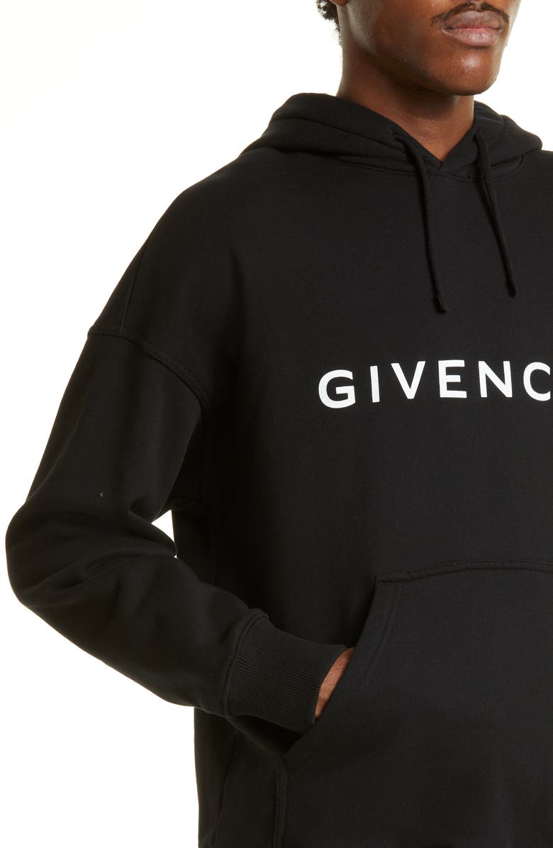 Givenchy Slim Fit Logo Graphic Hoodie, Alternate, color, Black