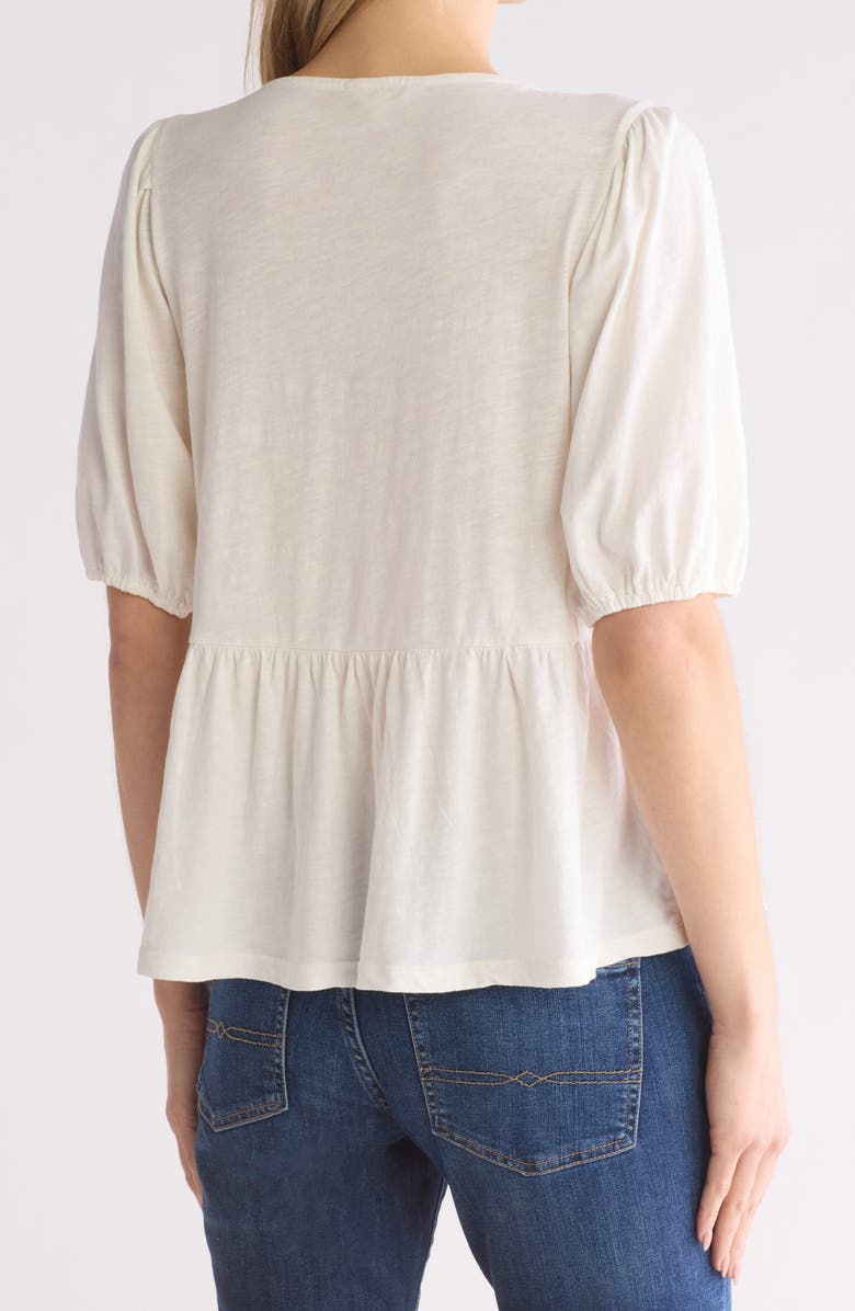 Lucky Brand Embroidered Peplum Top, Alternate, color, Whisper White