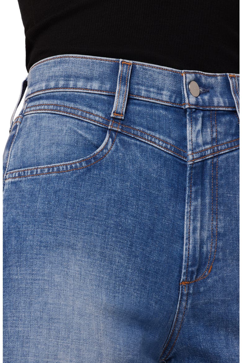 The Goldie High Waist Raw Hem Wide Leg Palazzo Jeans, Alternate, color, WINDWARD