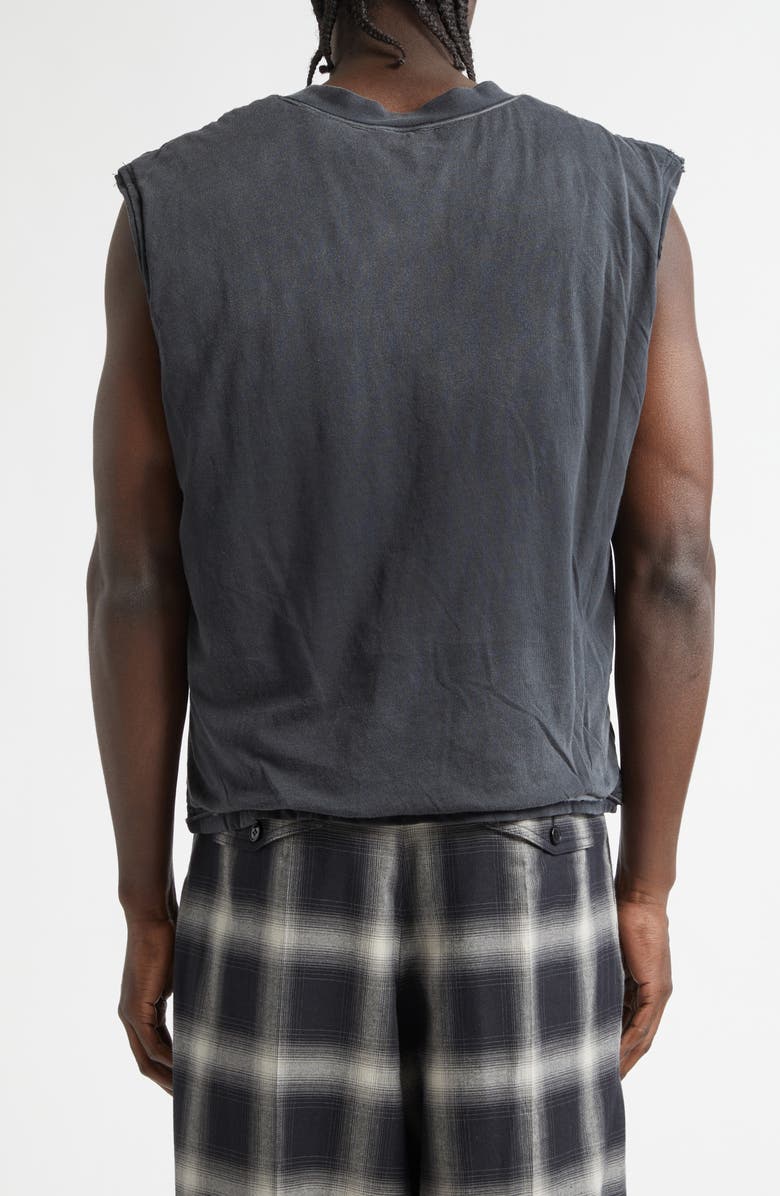 LU'U DAN Wadded Cotton Graphic Muscle Tee, Alternate, color, Faded Black