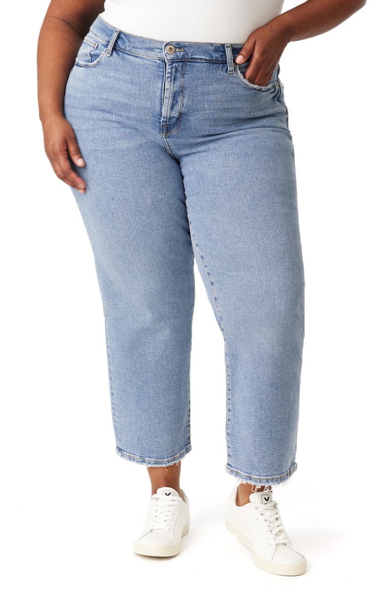 Kensie Ella High Waist Crop Slim Straight Leg Jeans, Main, color, Marina