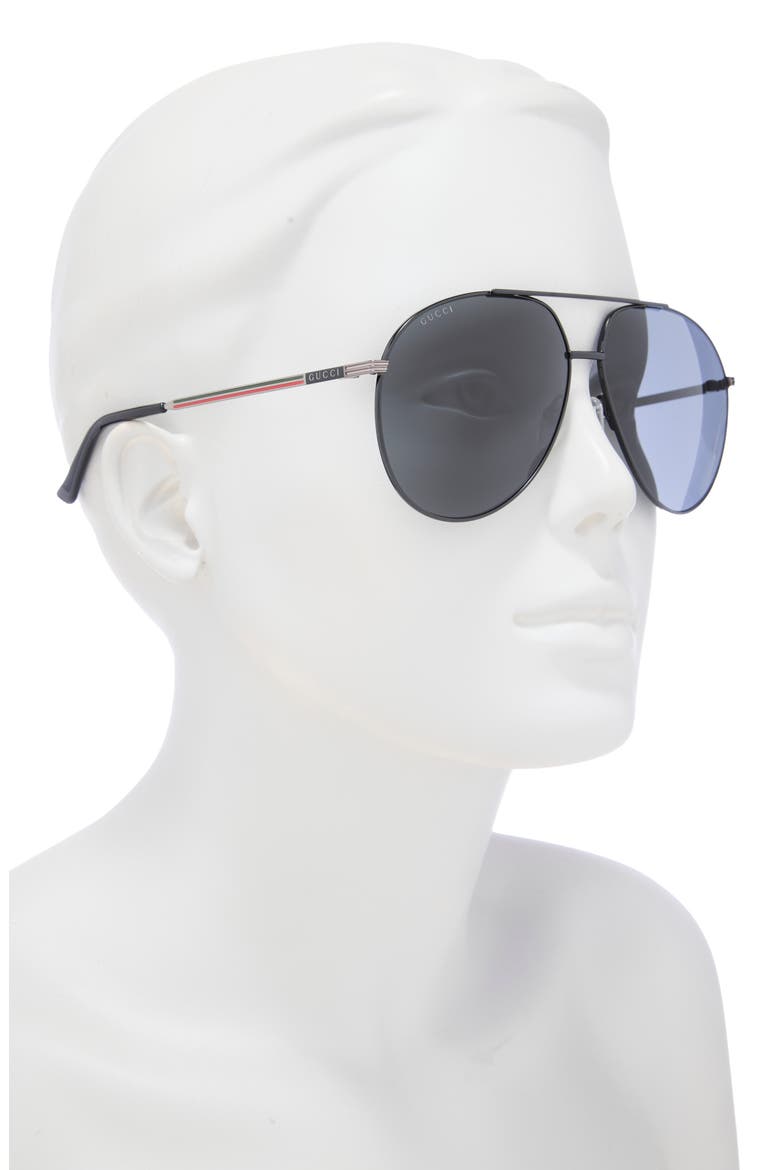 Novelty 64mm Aviator Sunglasses, Alternate, color, BLACK RUTHENIUM GREY