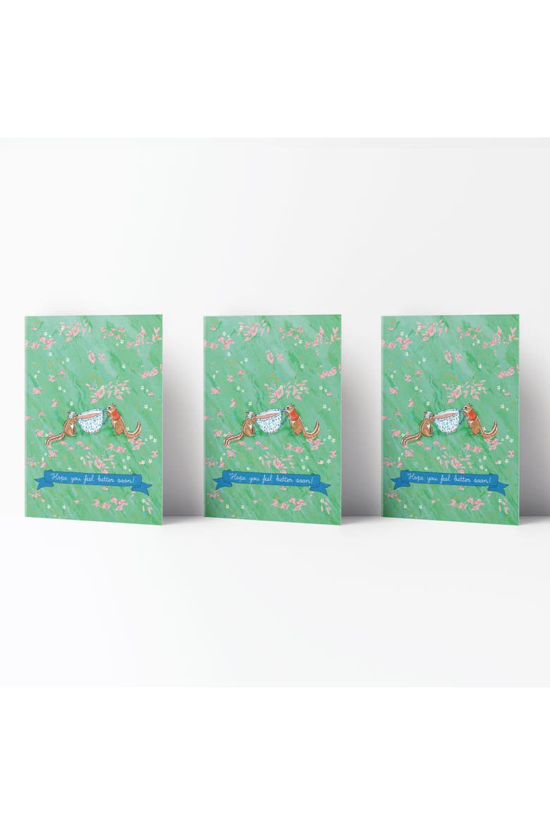 Feel Better Chipmunks Tea Get Well Sympathy Greeting Card Pack Sets, Main, color, Multi-Pack