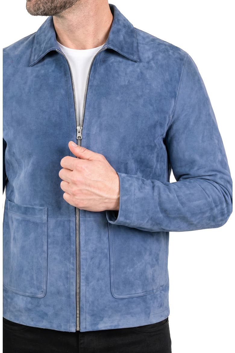 Leather Zip Jacket, Alternate, color, BLUE