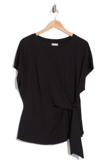 Nordstrom Rack Short Sleeve Tie Detail Top In Black