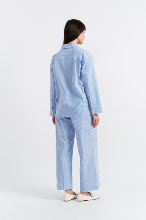 Chinti & Parker Snoopy Anchor Long Cotton Co-ord In Blue/white