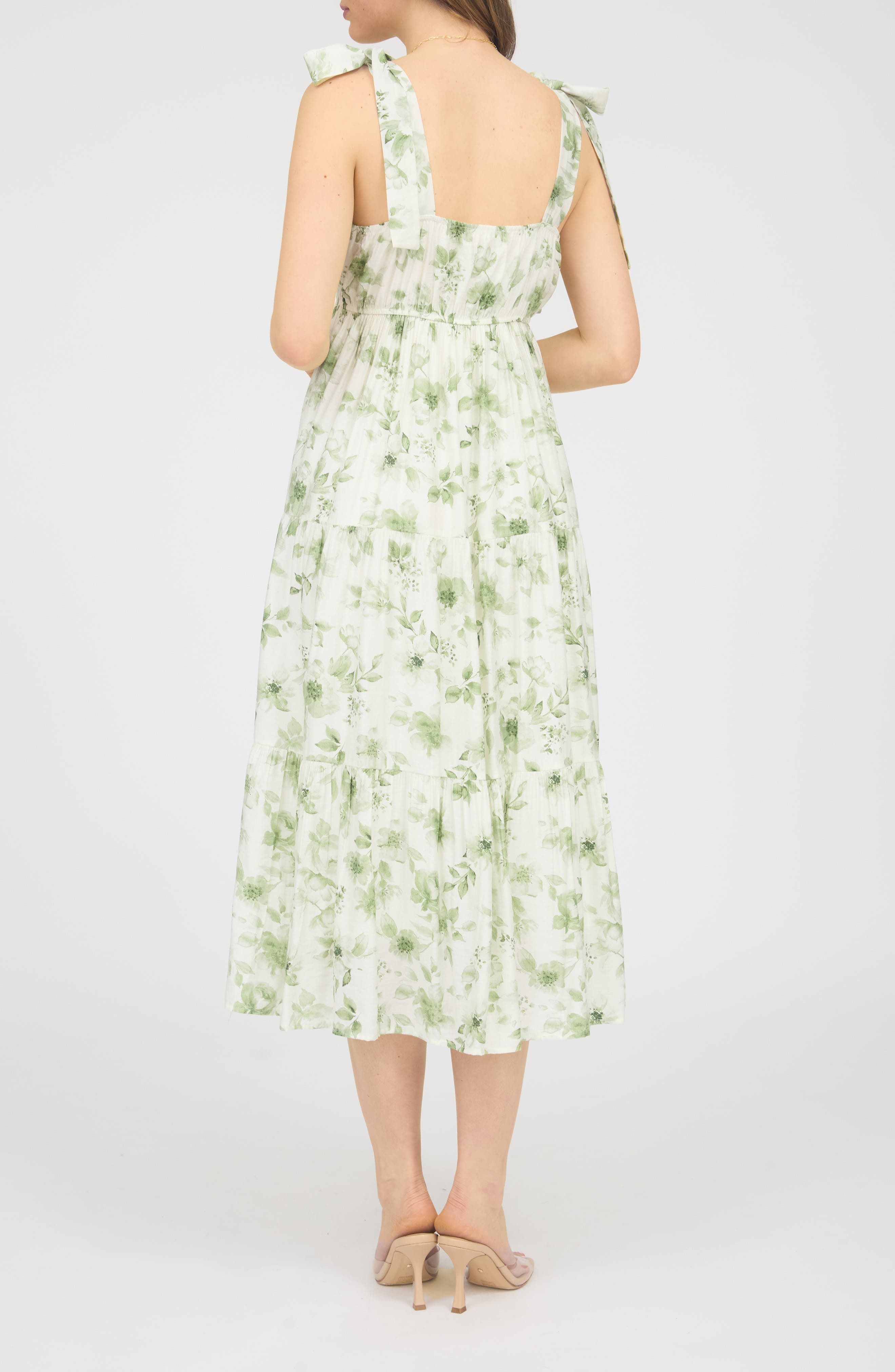 Shoulder Tie Floral Midi Dress - image 2