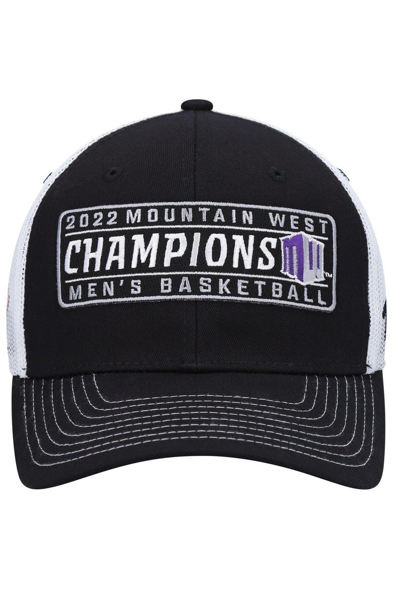 Men's Zephyr Black/White Boise State Broncos 2022 Mountain West Men's Basketball Conference Tournament Champions Locker Room Adjustable Hat, Alternate, color, Black
