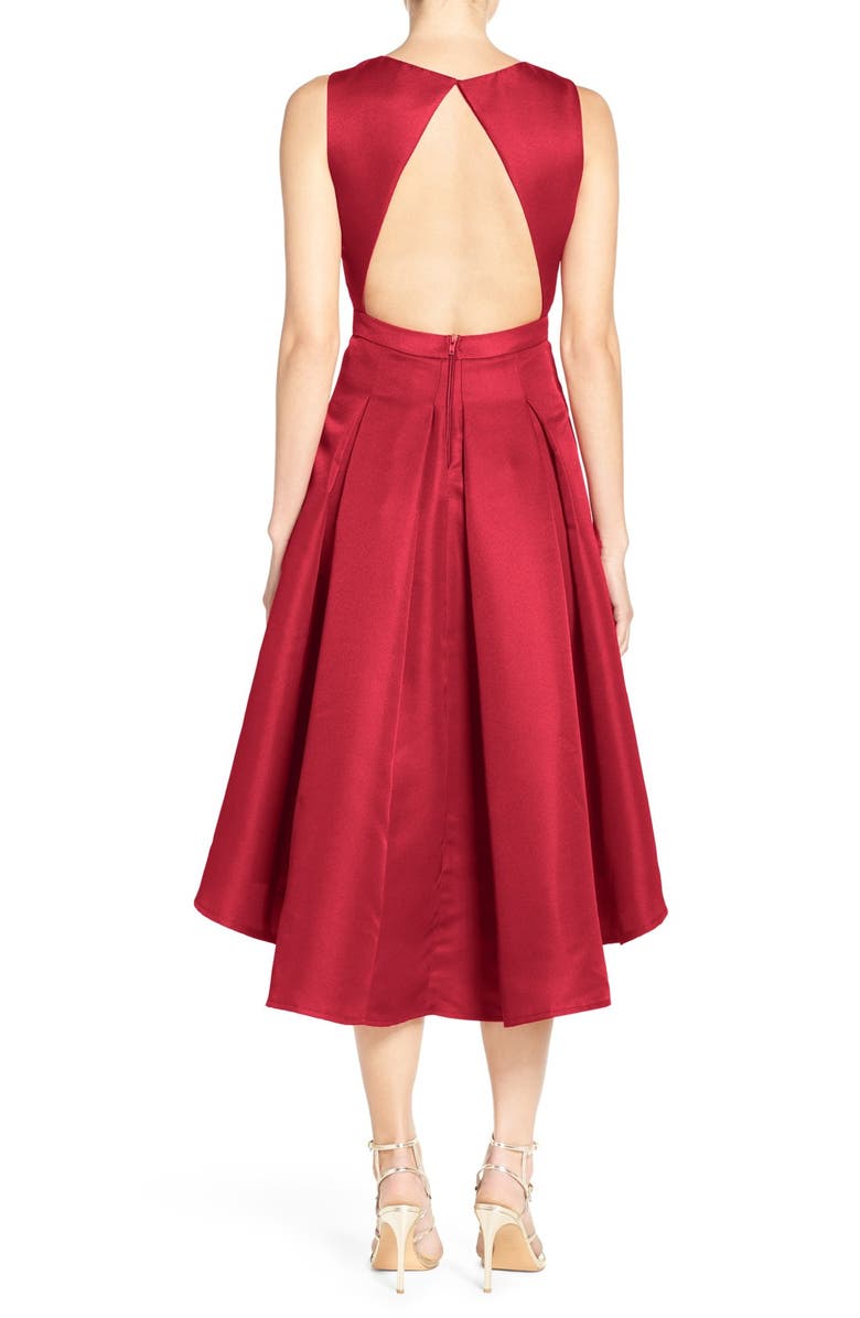 Lulus Cutout Back Tea Length High/Low Dress, Alternate, color, 