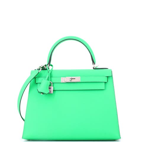 Kelly Handbag Green Epsom with Palladium Hardware 28