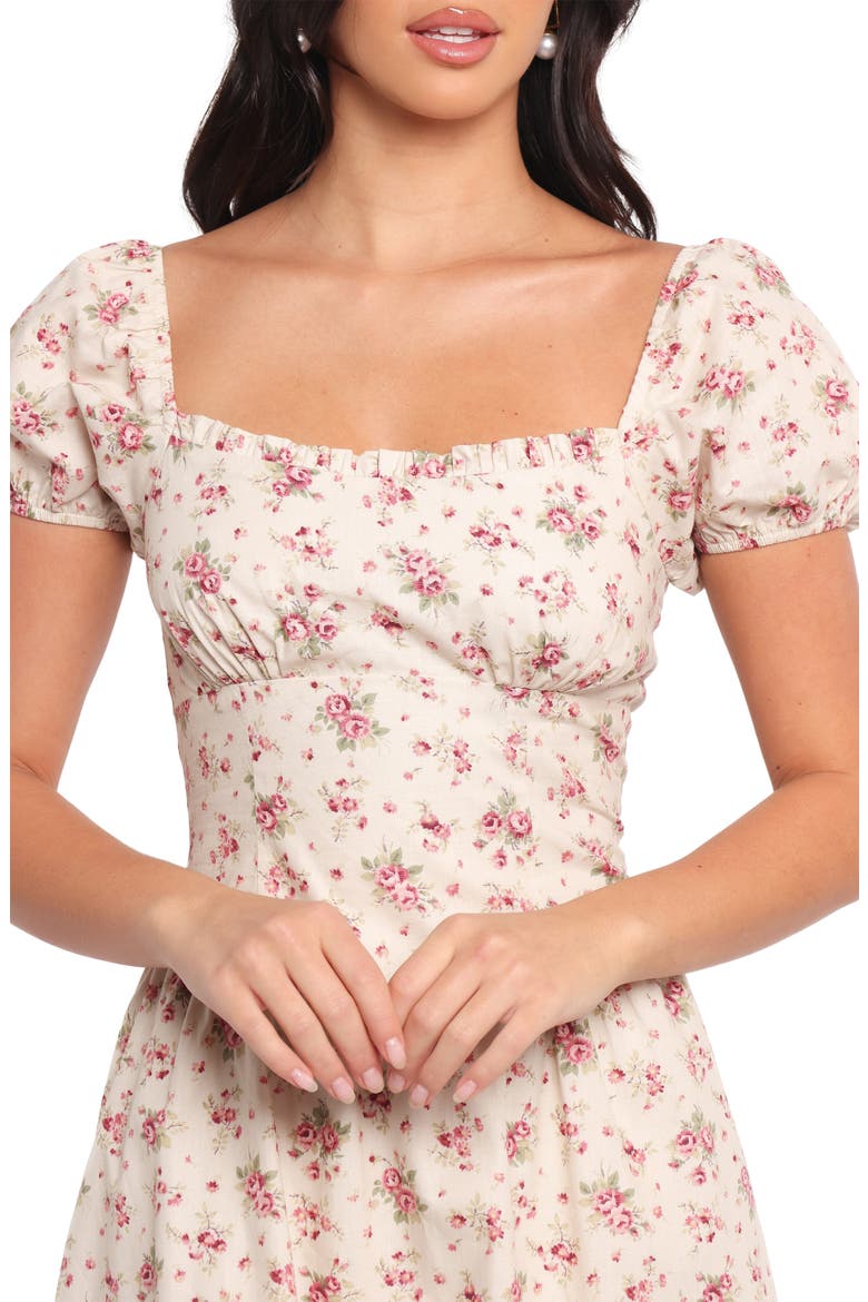 Isobelle Floral Puff Sleeve Cotton Mini Sundress, Alternate, color, RED FLORAL