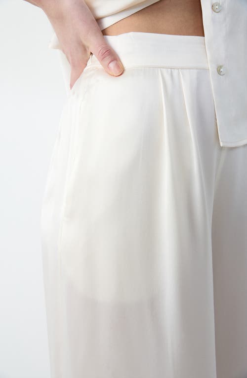 Etam Pearly Silk Wide Leg Pajama Pants In White