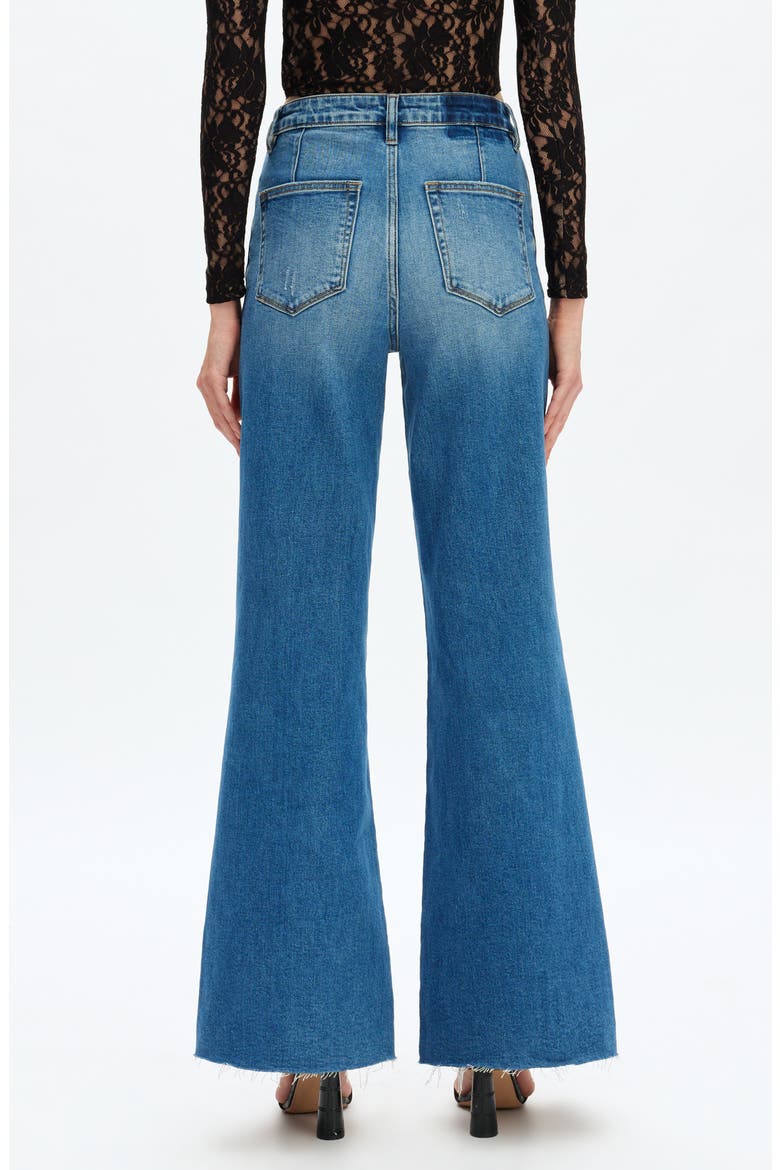Bella Raw Hem High Waist Wide Flare Jeans, Alternate, color, MEDIUM BLUE