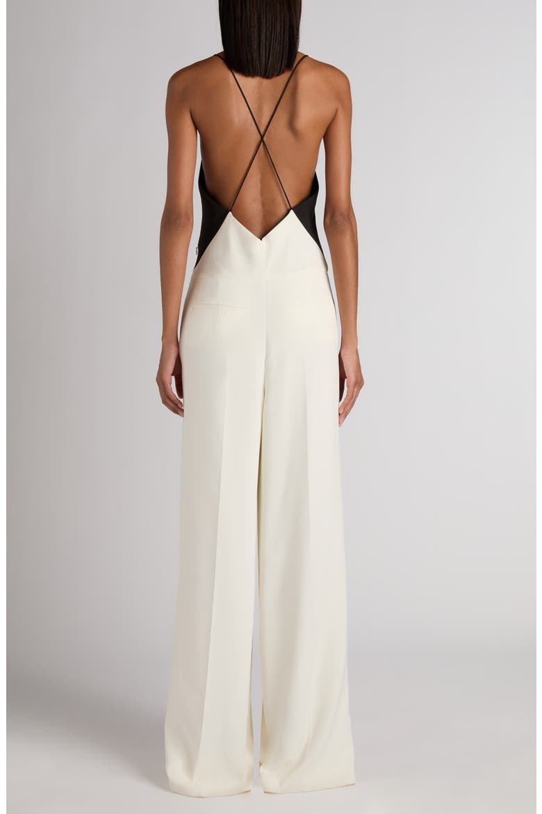 Double Georgette Stretch Camisole Jumpsuit, Alternate, color, CHALK/ BLACK