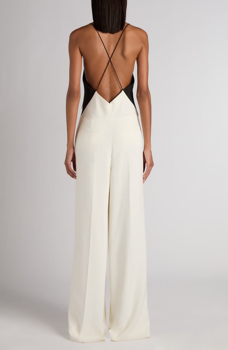 TOM FORD Double Georgette Stretch Camisole Jumpsuit, Alternate, color, Chalk/ Black