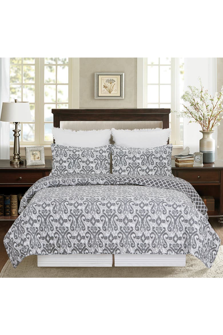 Heather Cotton Quilt Set - Reversible and Machine Washable, Alternate, color, Gray