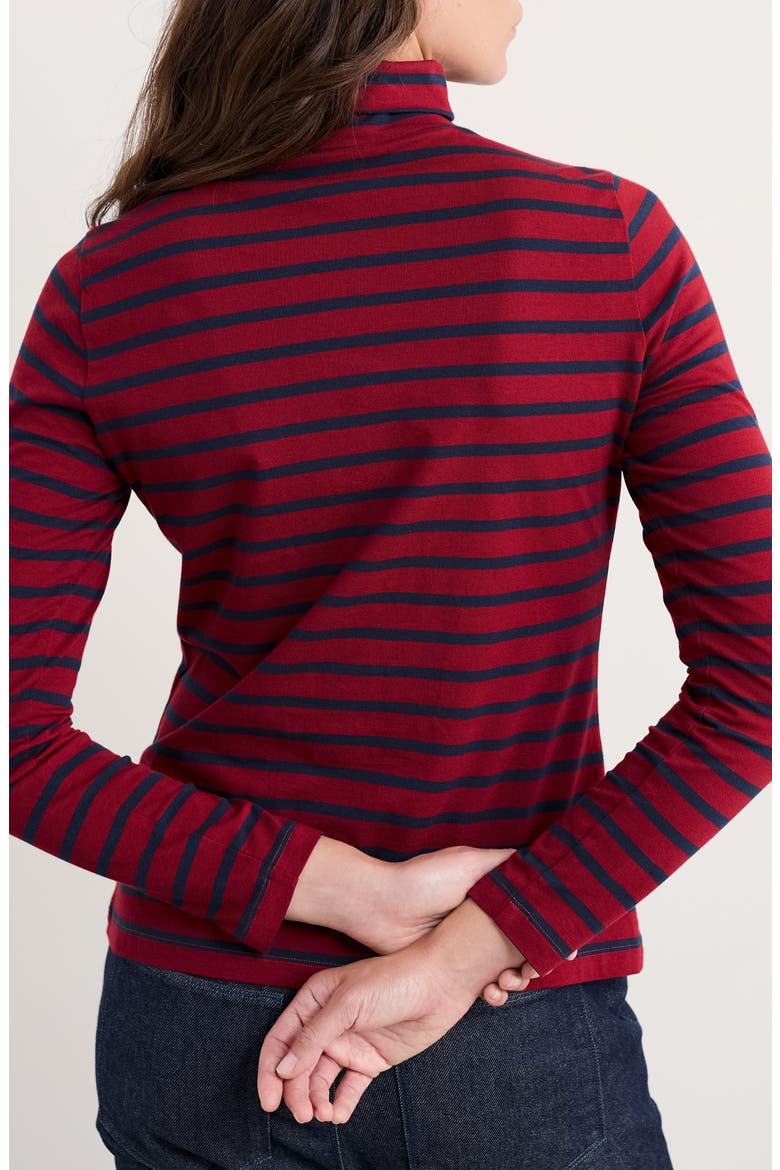 Landing Stripe Turtleneck Stretch Organic Cotton Top, Alternate, color, BRETON DAHLIA MARITIME