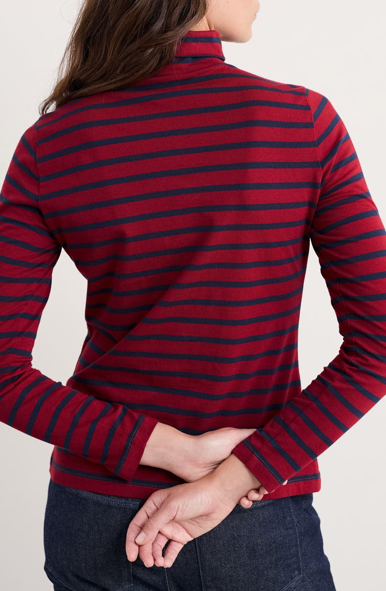 Seasalt Cornwall Landing Stripe Turtleneck Stretch Organic Cotton Top, Alternate, color, Breton Dahlia Maritime