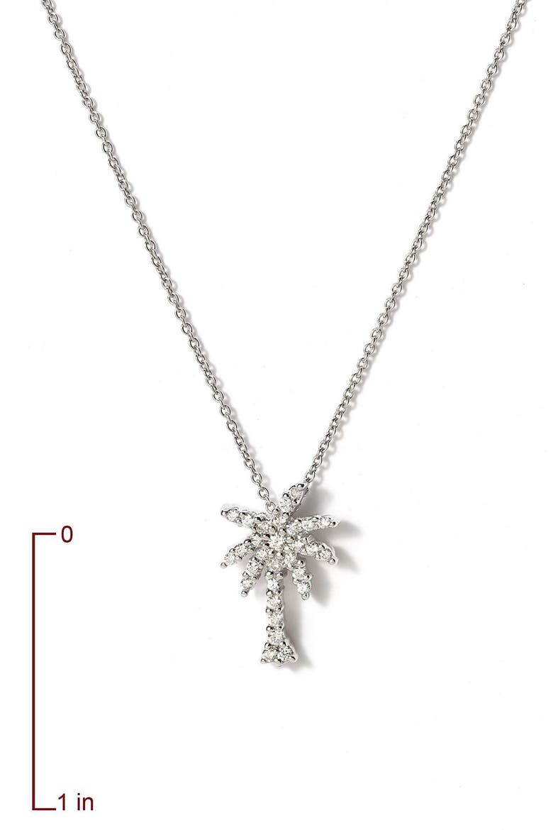 'Tiny Treasures' Palm Tree Diamond Pendant, Alternate, color, WHITE GOLD