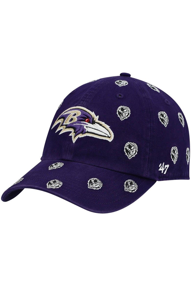 Women's '47 Purple Baltimore Ravens Confetti Clean Up Head Logo Adjustable Hat, Main, color, Purple