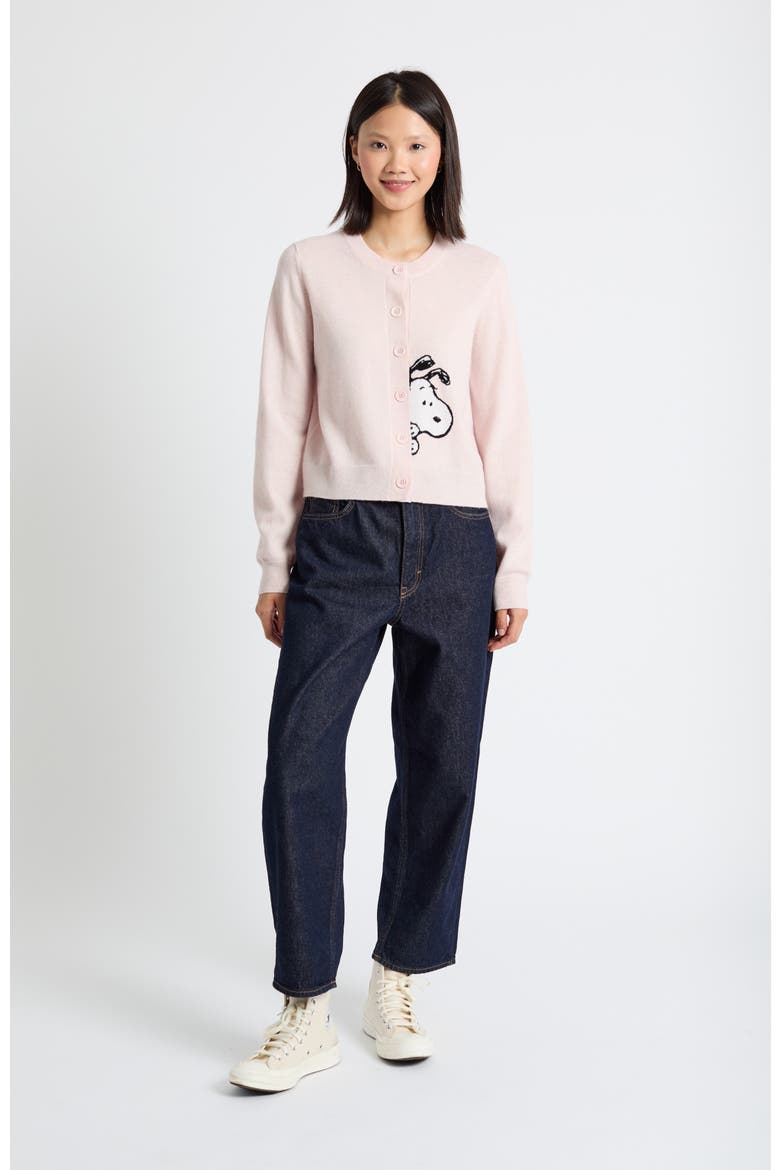 Sneaky Snoopy Wool-Cashmere Cardigan, Alternate, color, Pink Melange