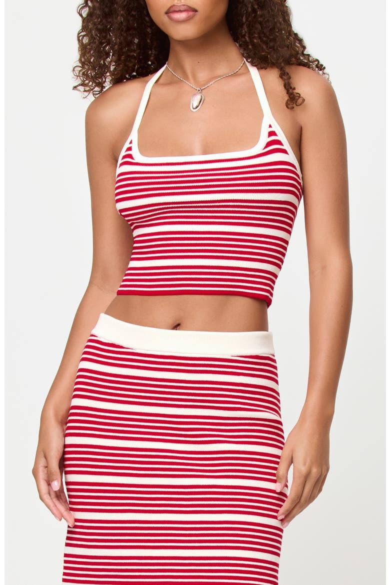 Positano Stripe Halter Rib Crop Cover-Up Top, Main, color, SUPERBLOOM STRIPE