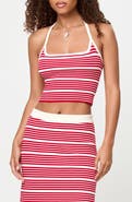 LSPACE Positano Stripe Halter Rib Crop Cover-Up Top