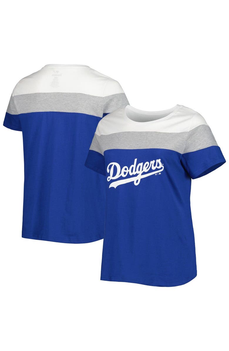PROFILE Women's White/Royal Los Angeles Dodgers Plus Size Colorblock T-Shirt, Main, color, 