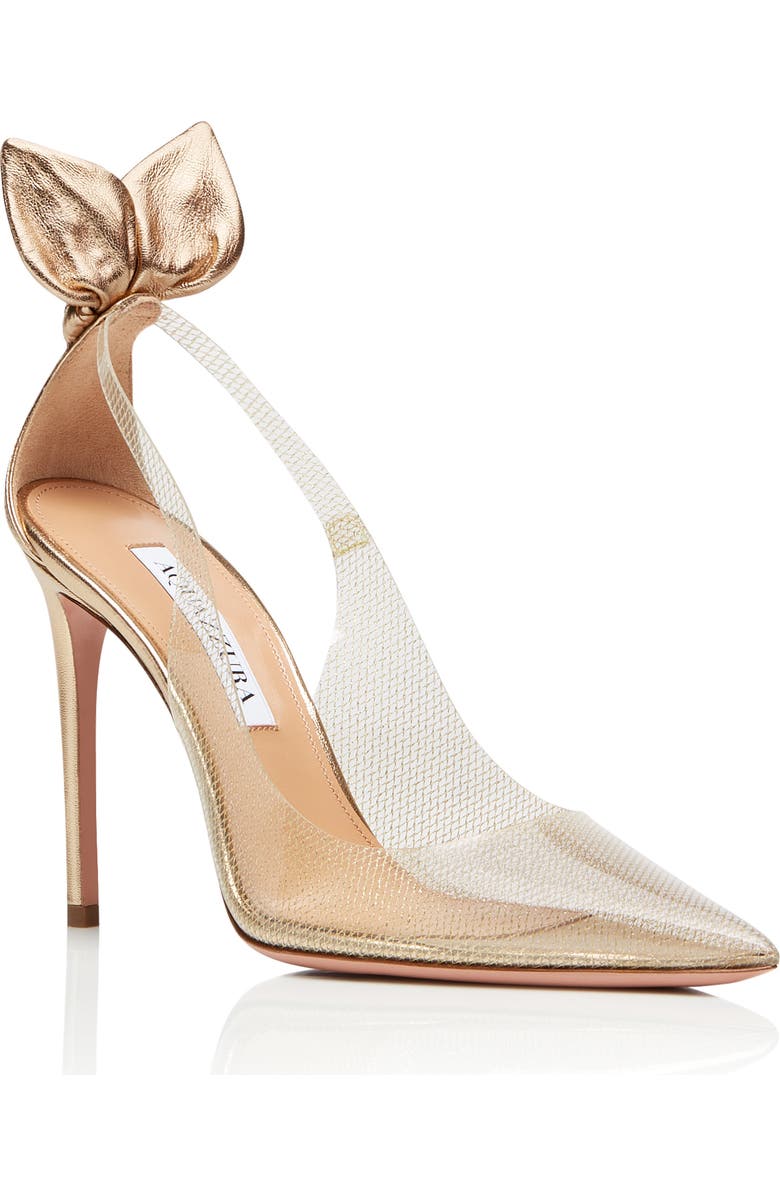 Aquazzura Bow Tie Clear Pointed Toe Pump, Main, color,