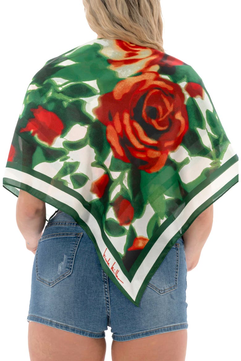 Floral Square Scarf, Alternate, color, GREEN