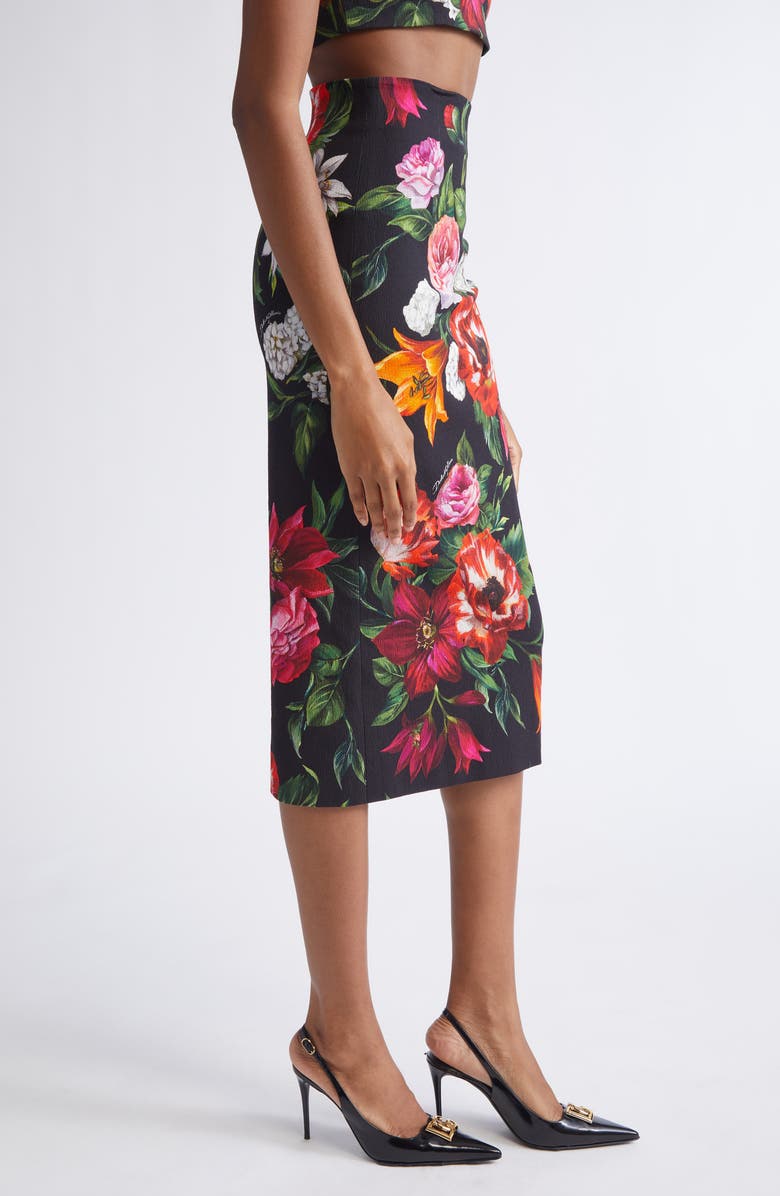 Dolce&Gabbana Floral High Waist Pencil Skirt, Alternate, color, Floral Nero